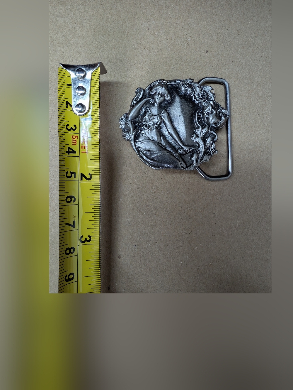 Vintage Silver Art Nouveau Woman & Floral Relief Belt Buckle - Picture 4 of 4